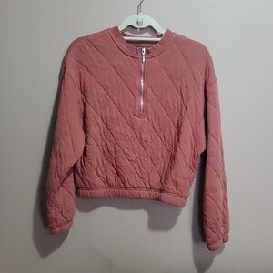 Old navy brown quilted quarter zip pullover size small